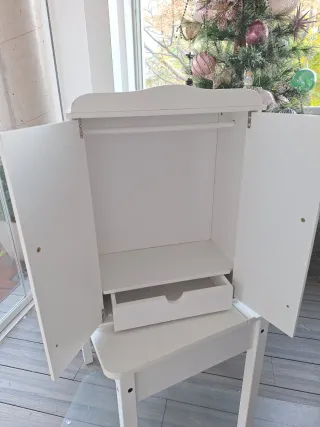 Armario Ropero Infantil Blanco y Rosa