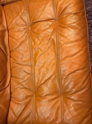 Sofá de 4 plazas en piel naranja