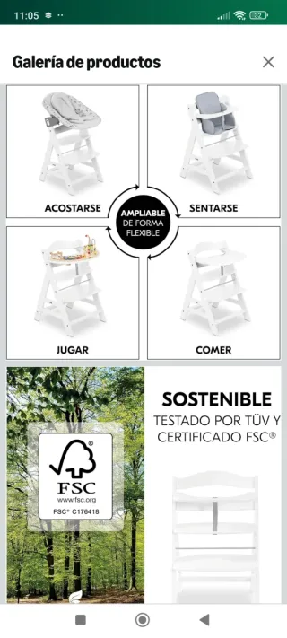 Trona Hauck Alpha+ Madera Blanca + Accesorios