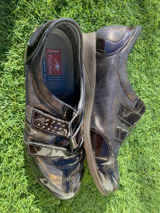 Zapatos Fluchos Mujer Talla 38 Negro/Dorado