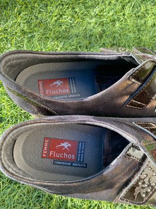 Zapatos Fluchos Mujer Talla 38 Negro/Dorado