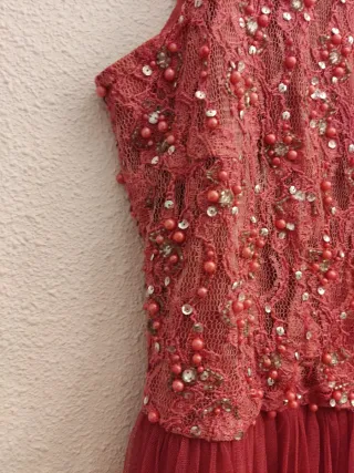 Vestido fiesta Lace&Beads rosa talla UK 20