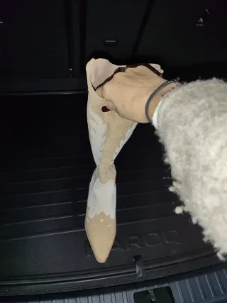 Botas cowboy beige y marrón