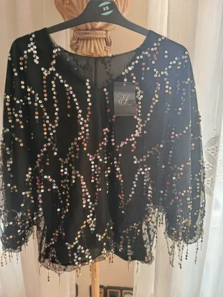 Camisa negra lentejuelas l