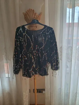 Camisa negra lentejuelas l