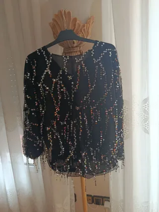 Camisa negra lentejuelas l