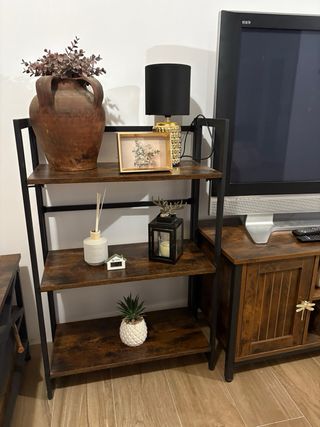 set salón madera y metal modelo industrial