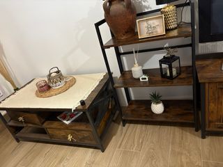 set salón madera y metal modelo industrial