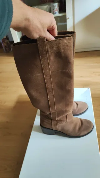 Botas de piel mujer beige/marrón