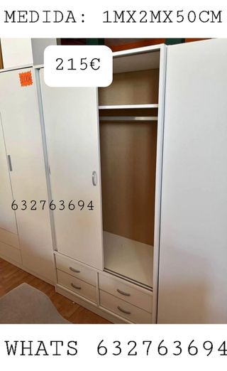 Armario corredero 1m x 2m x 50cm