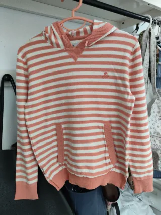 Sudadera con capucha niña naranja y blanco
