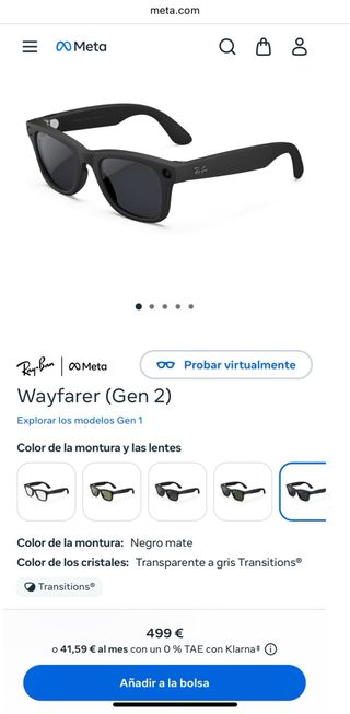 Ray-Ban IA Meta Gen2 Transition Wayfarer Nuevas
