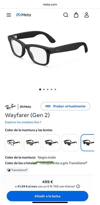 Ray-Ban IA Meta Gen2 Transition Wayfarer Nuevas
