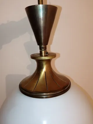 Lámpara Opalina Latón y Cristal