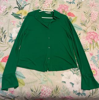 Camisa Mango verde talla S
