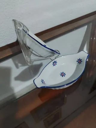 2 cuencos vintage cerámica flores azules