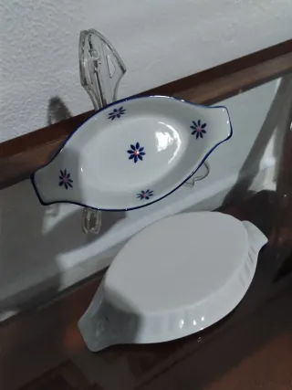 2 cuencos vintage cerámica flores azules