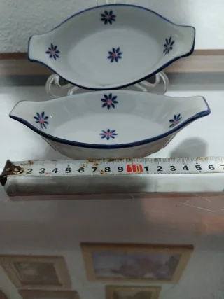2 cuencos vintage cerámica flores azules