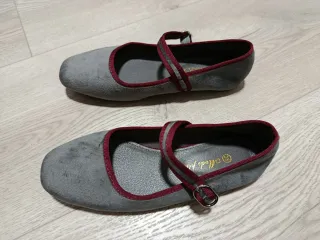 Manoletinas grises terciopelo talla 38