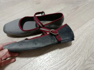 Manoletinas grises terciopelo talla 38