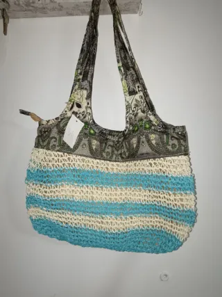 Borsa  floreale con dettagli uncinetto no brand