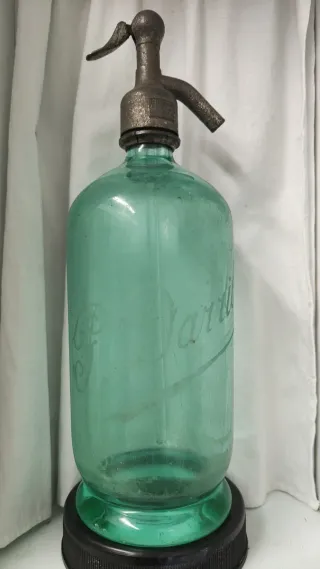 Sifón azul francés antiguo