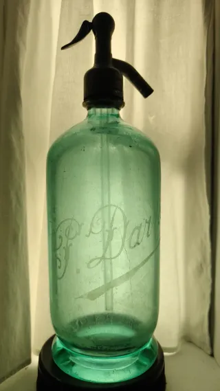 Sifón azul francés antiguo