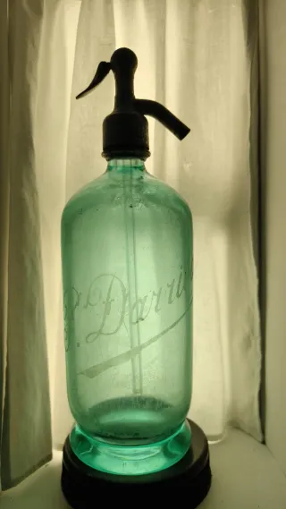 Sifón azul francés antiguo