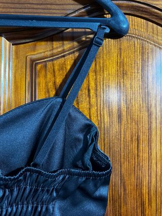 Vestido fiesta lunares azul y negro