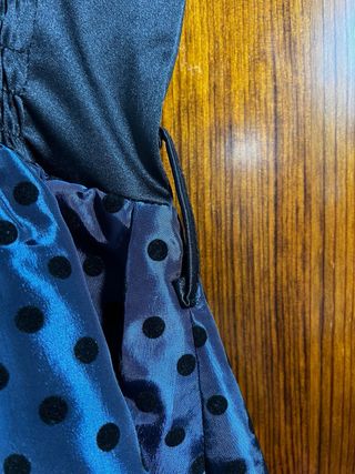 Vestido fiesta lunares azul y negro