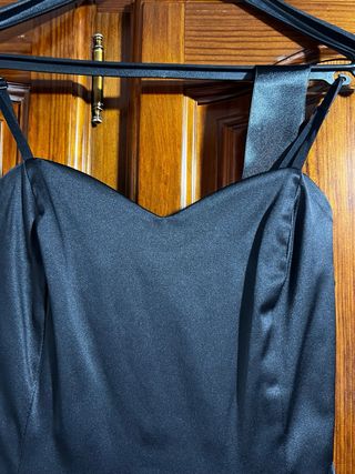 Vestido fiesta lunares azul y negro