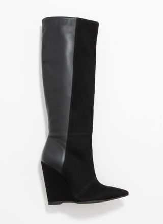 Nuevas Botas altas negras cuña y flecos N37