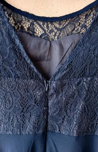 Abito smanicato con pizzo per donna, tg S, blu