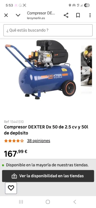 Compresor de aire Dexter 50L 2.5 HP