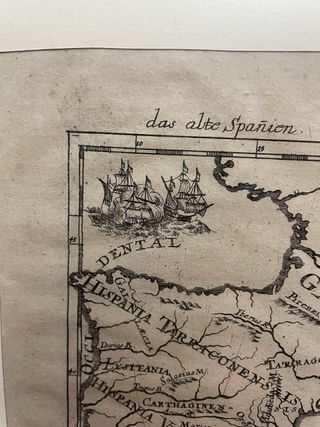 Antiguo mapa de España grabado del año 1683