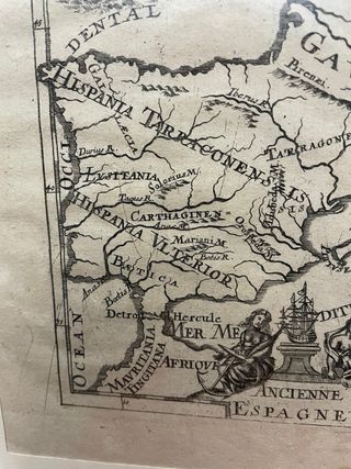 Antiguo mapa de España grabado del año 1683