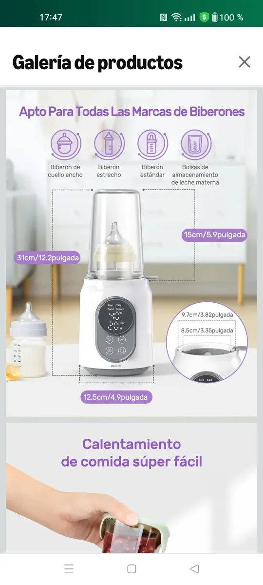 Calienta Biberones Nuliie Eléctrico