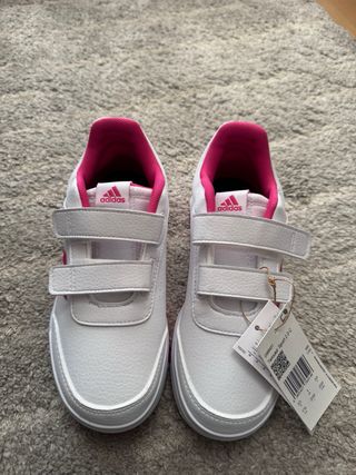Zapatillas Adidas Blancas y Rosas Velcro