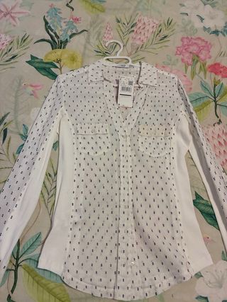 Camisa Mango Blanca Estampada Talla S