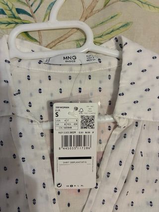 Camisa Mango Blanca Estampada Talla S