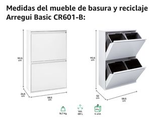 Cubo Basura Acero 4 Compartimentos Arregui CR601-B