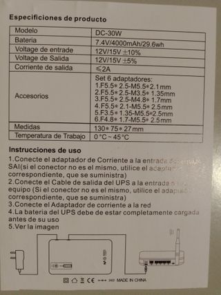 SAI/UPS 12V Cámaras/Router/Caravanas