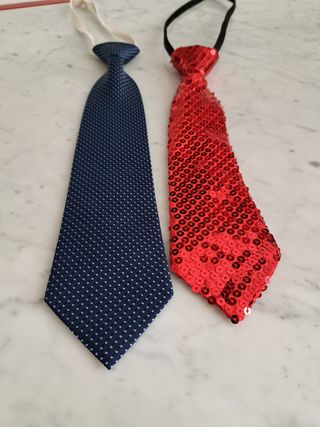Lote 2 corbatas niño fiesta azul y roja