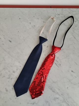 Lote 2 corbatas niño fiesta azul y roja