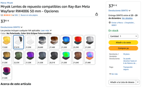 Lentes Transition para Rayban Meta 1 Wayfer