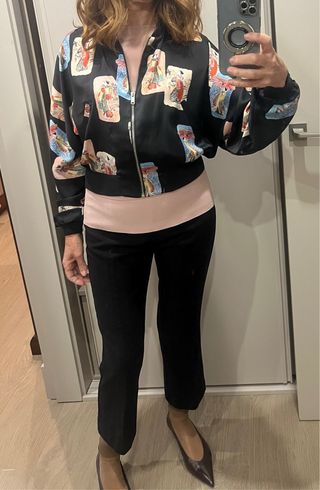 Bomber Zara Negra Estampada
