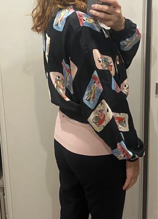 Bomber Zara Negra Estampada