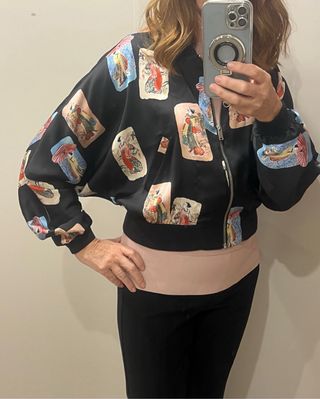 Bomber Zara Negra Estampada