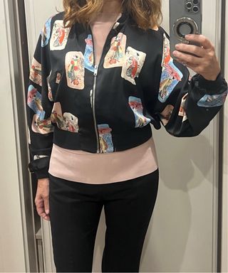 Bomber Zara Negra Estampada