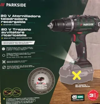 Taladro Atornillador Recargable Parkside 20V